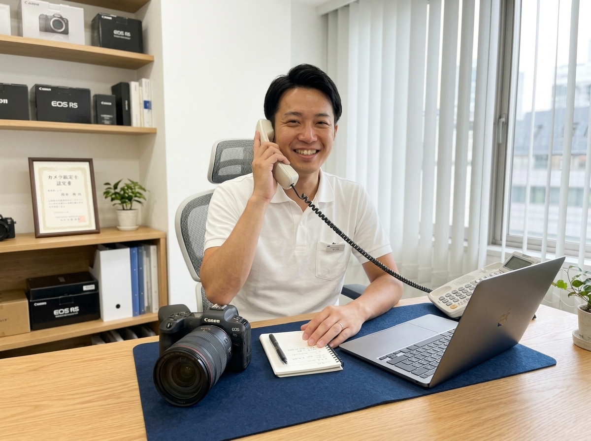 お電話で親身にカメラの事前目安査定を行う専門スタッフ